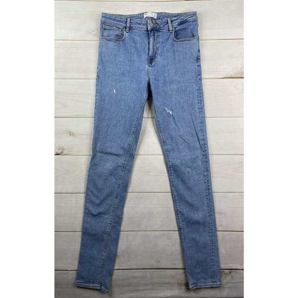 ASOS Design Mens Jeans Size 32X38 Skinny Leg Stretch Denim Distressed Light Wash - Picture 1 of 12